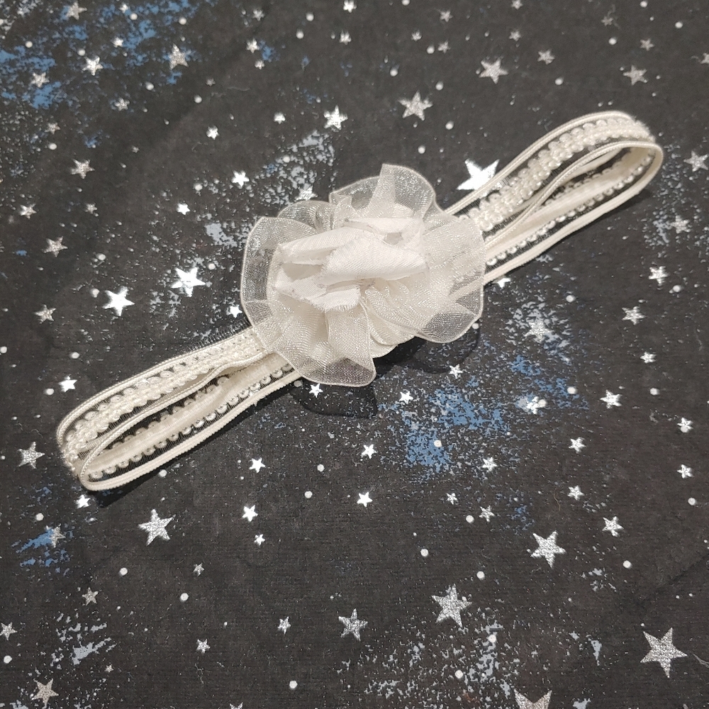 Baby girl rhinestone white headband